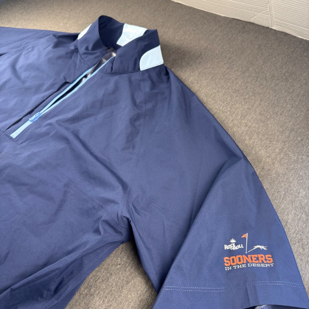 Johnnie-O Mens Stealth Stowable 1/4 Zip Windbreaker rain jacket Medium Pullover